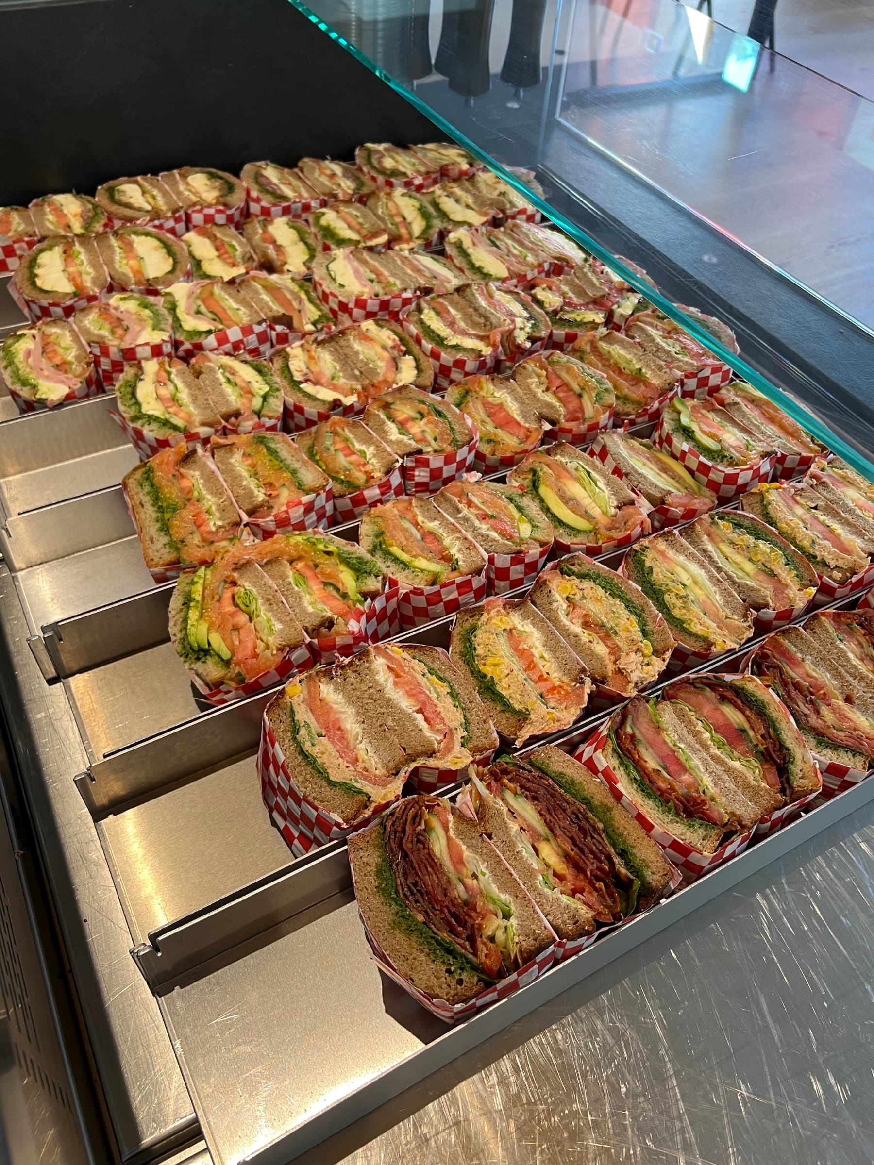 Tray with many sandwiches