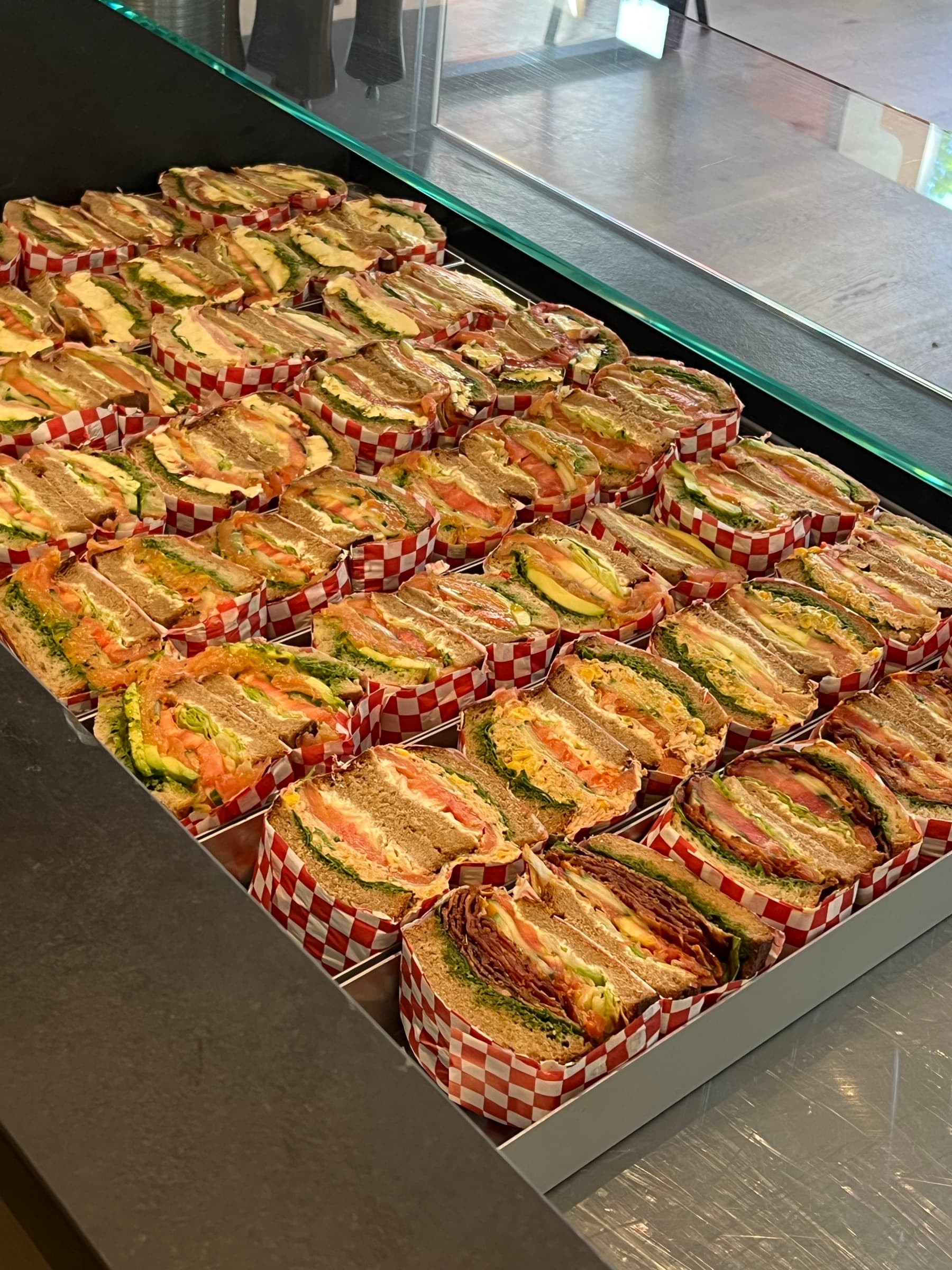 Sandwiches in the display case