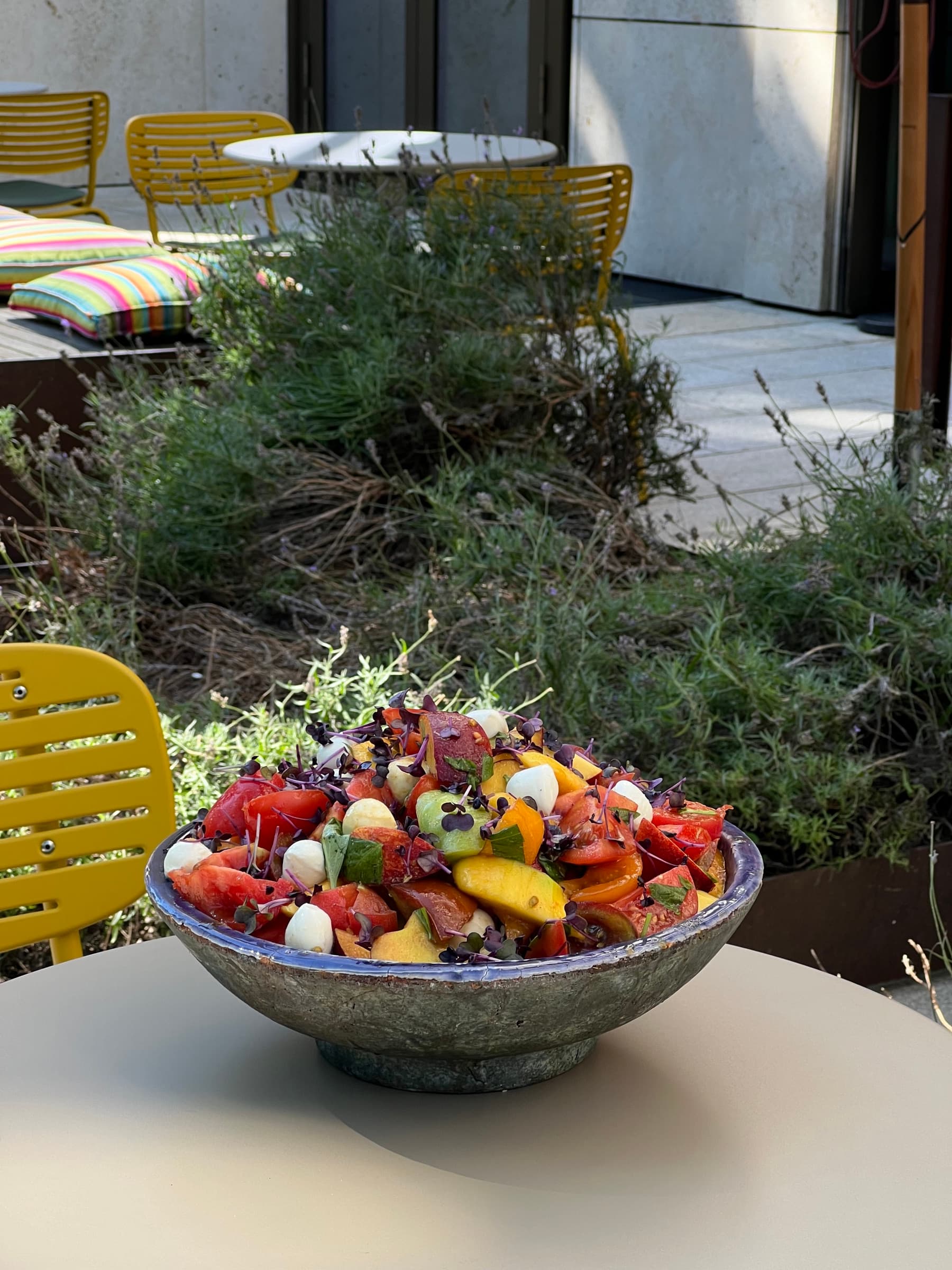 Große Salatschale draußen