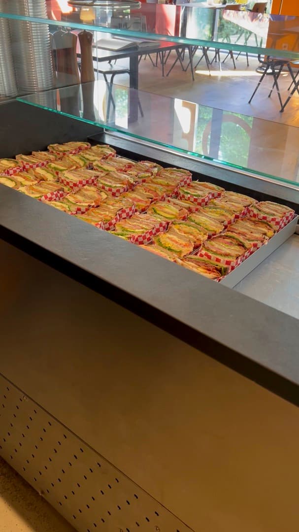 Wrapped sandwiches in the display counter